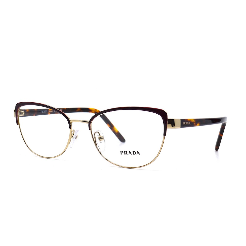 NEW PRADA PR 63XV 09B1O1 BORDEAUX/ GOLD DEMO LENS AUTHENTIC EYEGLASSES F…